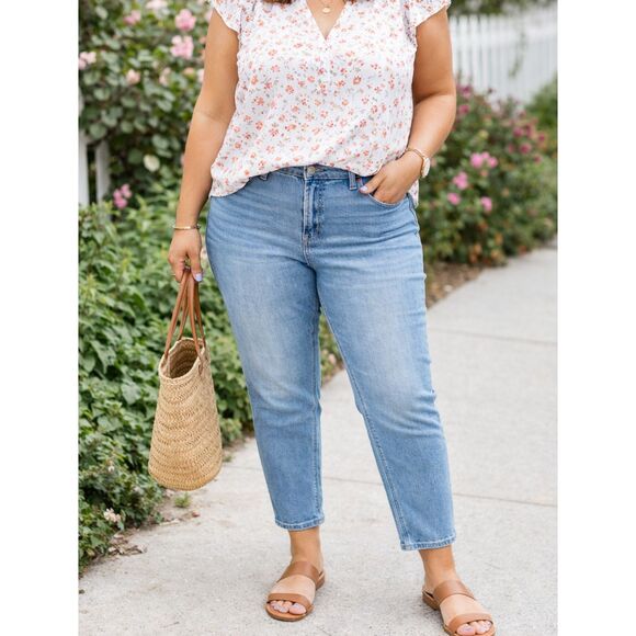 Old Navy Denim - OLD NAVY Boyfriend Ankle Mid Rise Jeans 14 Women Solid Light Wash Stretch